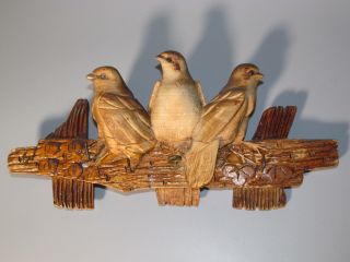 Schwalben Schlüsselbrett Antike Holz - Schnitzerei Alte Vogel Figur Geschnitzt Bild