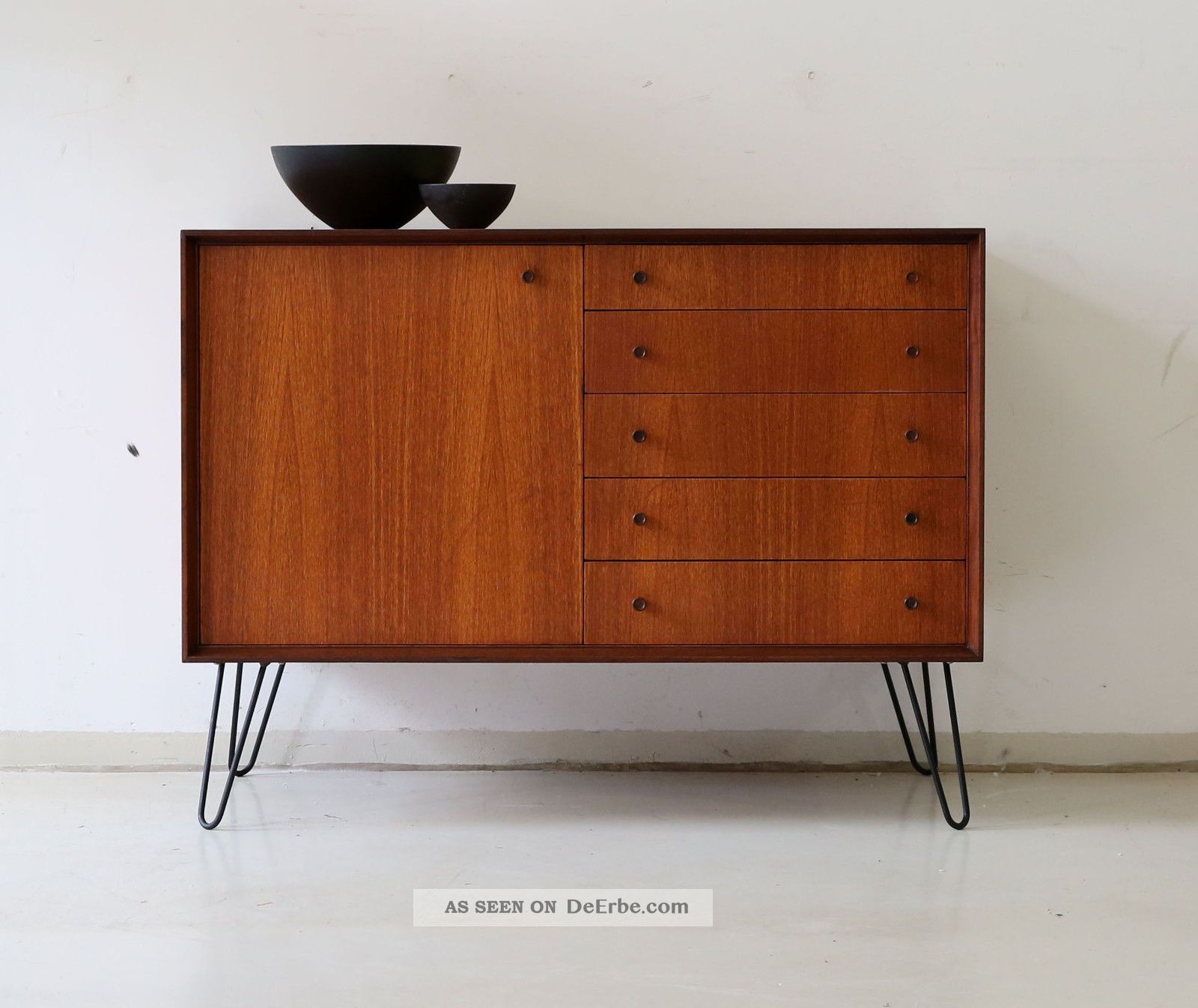 60er Teak Kommode Sideboard Danish 60s Cabinet Vintage Midcentury ...