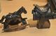 Antik 4 X Figure Metal Anspitzer Cowboy Fuhrwerk Wagenfahr Gaul,  Pferd,  Ross Antike Bürotechnik Bild 7