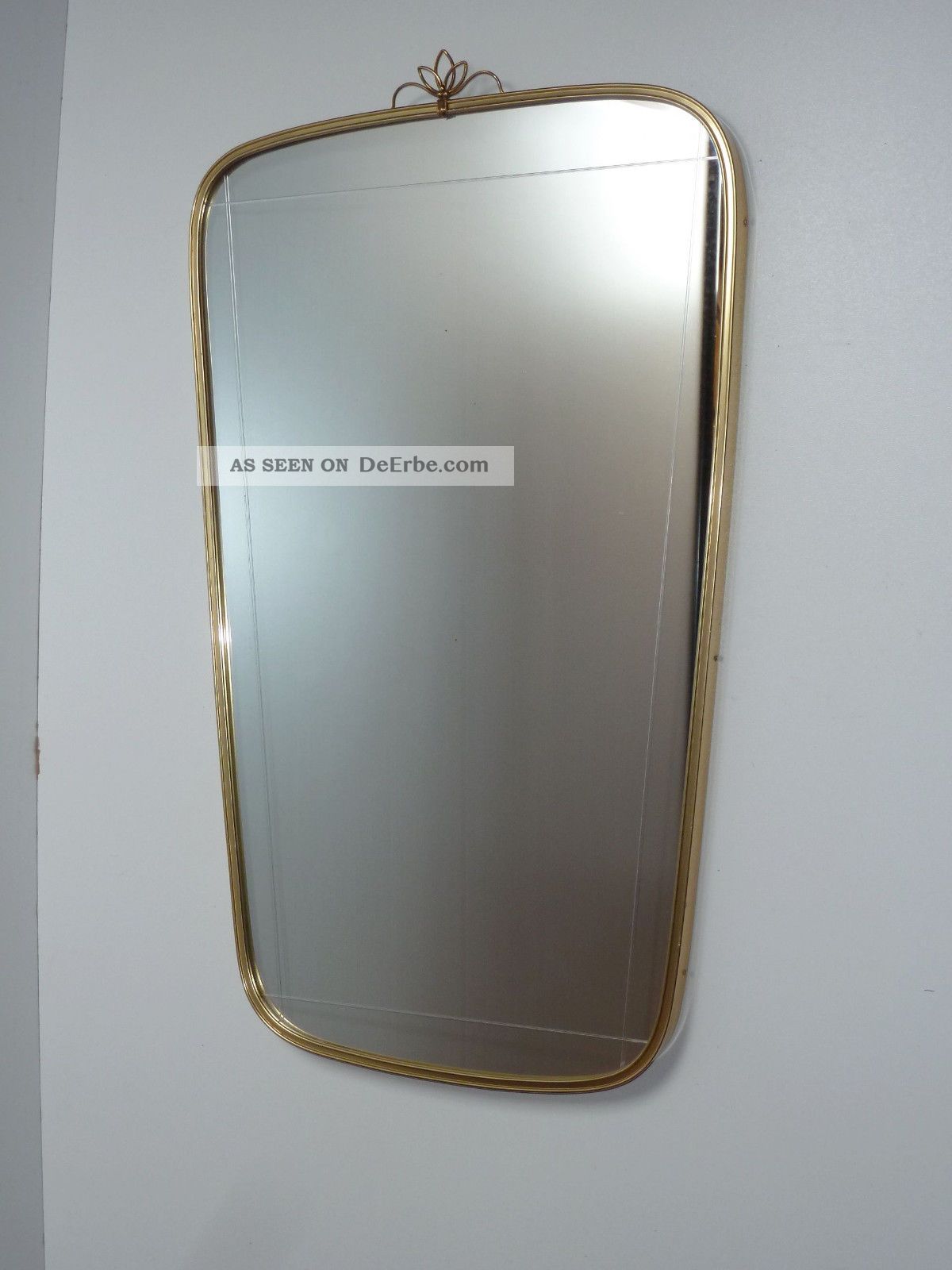 50er 60er Wandspiegel Spiegel Messing 60 Cm Garderobe 50s 60s Wall Mirror Brass 1950-1959 Bild