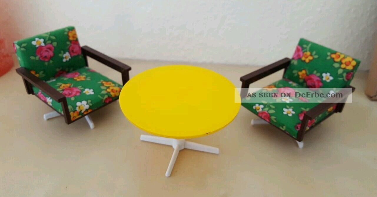 Möbel Drehsessel Sessel Tisch Vero 60/70er Jahre Puppenstube Kunststoff Nostalgieware, nach 1970 Bild