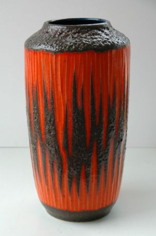 Vintage 60er 70er Xxl Scheurich Keramik Fat Lava Boden Vase Zick Zack Bild