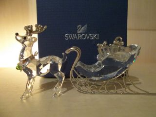 Swarovski Figur Rentier,  Schlitten,  Sleigh,  Glasfigur,  Kristallfigur Bild