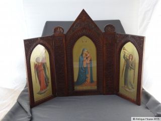 Geschnitzter Alter Hausaltar Holz Heiligenbilder Holzaltar Madonna Della Stella Bild