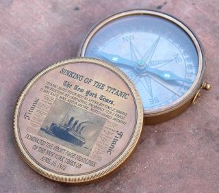 Vintage Schiff Marine Kompass Seemännisch Navigiert Messing Königlich Geschenk Bild