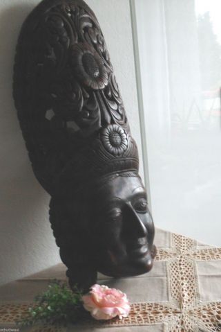 Wandmaske,  Tanz - Maske,  Holz - Asiatika,  Handgeschnitzt „alter Unbekannt“ Top Bild