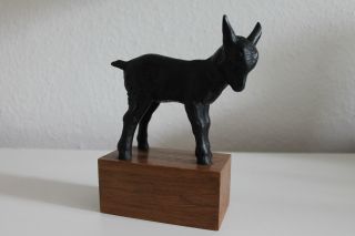 Ziege Aus Metall Mit Holzsockel Schöne Figur Skulptur 17,  5 Cm Hoch Bild