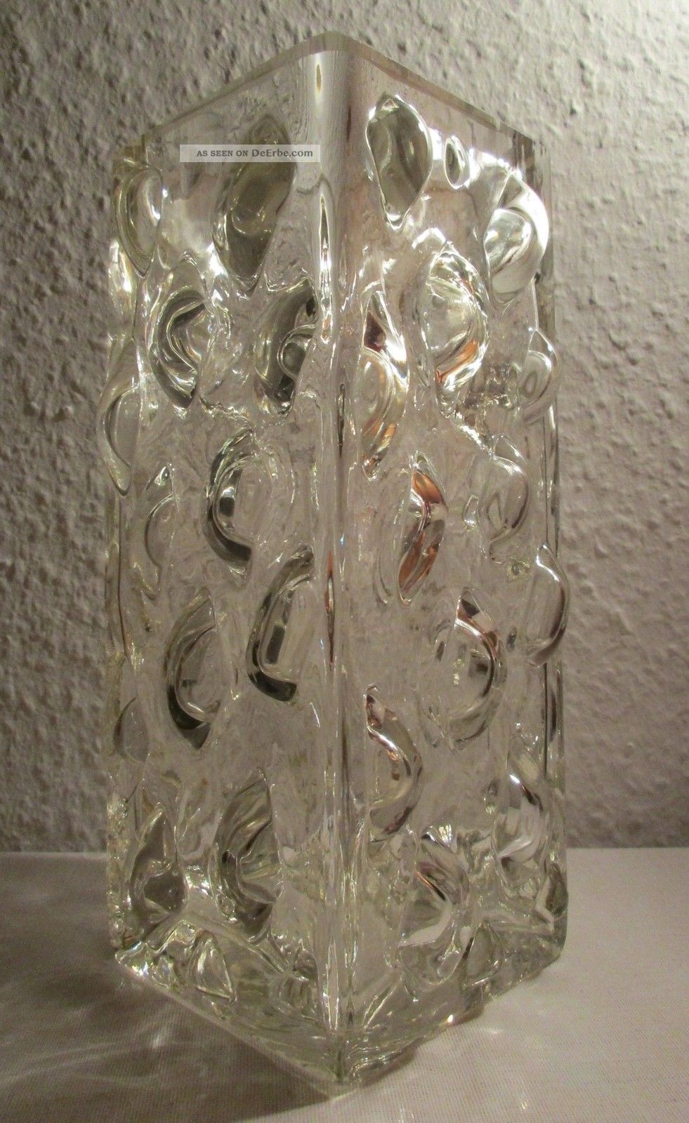 Noppen Vase Blockvase Kristall Glas Space Age 70er 70s Vintage 1,  7 Kg 22,  5 Cm Dekorglas Bild