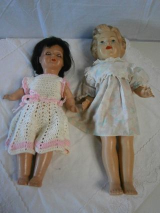 2 Antike Puppen 1 X 45 Cm 1 X 40 Cm Dachbodenfund Bild
