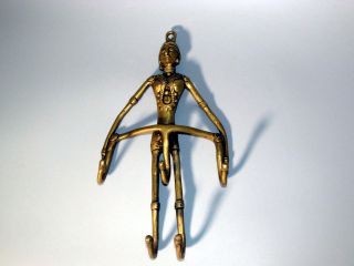 Alte Wand - Figur Wandhaken Kleiderhaken Garderobe Messing Bronze Gelbguss Benin? Bild