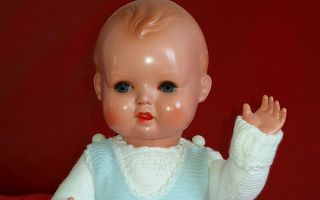 Seltenes Altes Celluloid Minerva Baby Puppe Helmmarke Babypuppe 30cm Nur 1 Tag Bild