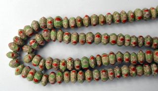 Tibet Chevron Perlen Halskette Grün Tribal Himalayan Trade Beads Necklace 2 Bild