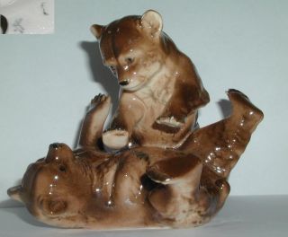 Zwei Kämpfende Bären Keramik Figur Sitzendorf Bild