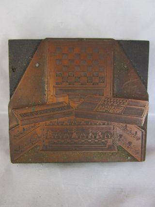 Druckstock Matritze Schach - Schrank Domino Chess Katalogdruck Stempel Um 1880 Bild