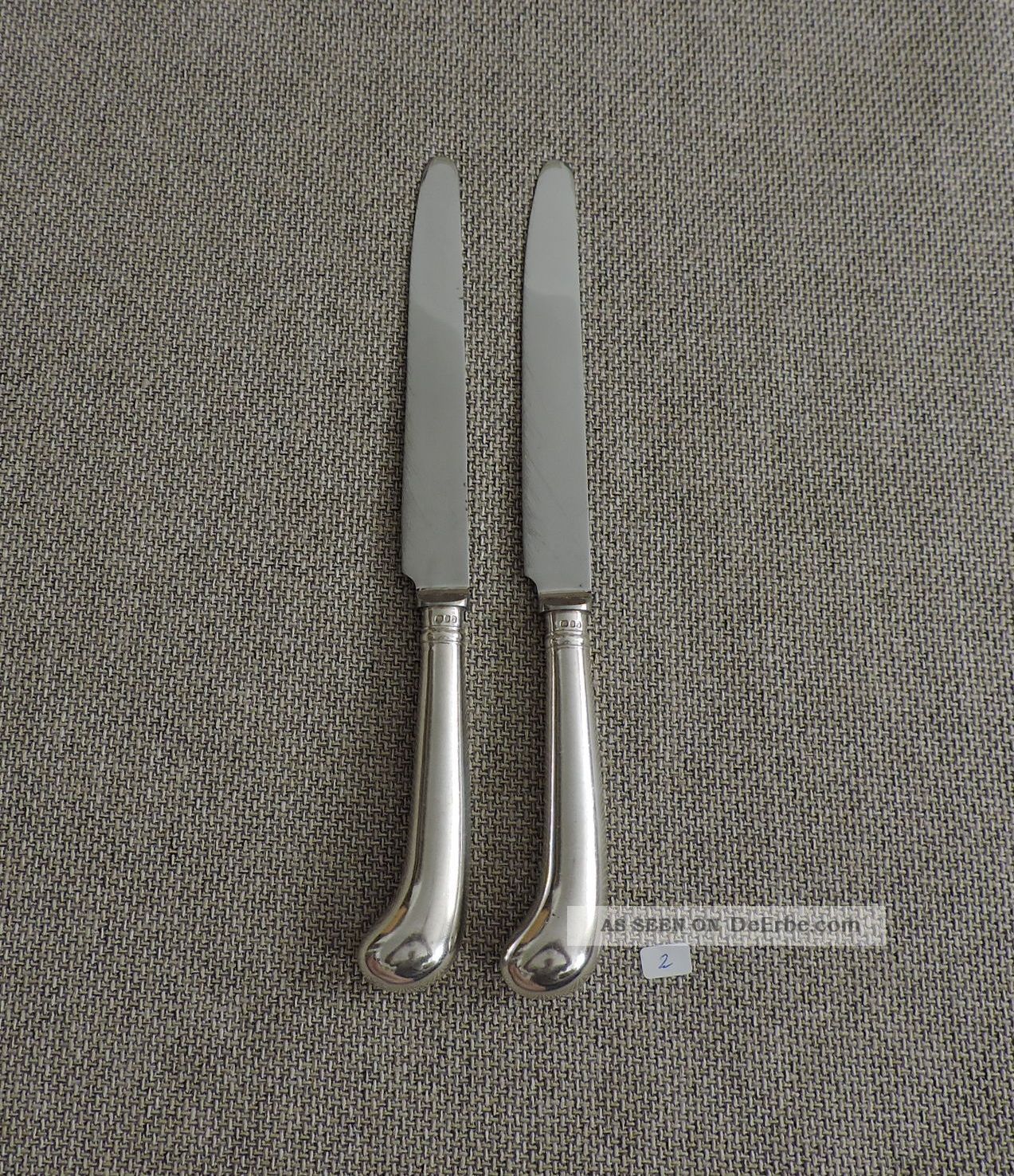 2 Messer,  Pistolengriff,  925 Silber,  England,  London,  1921,  2 Objekte vor 1945 Bild