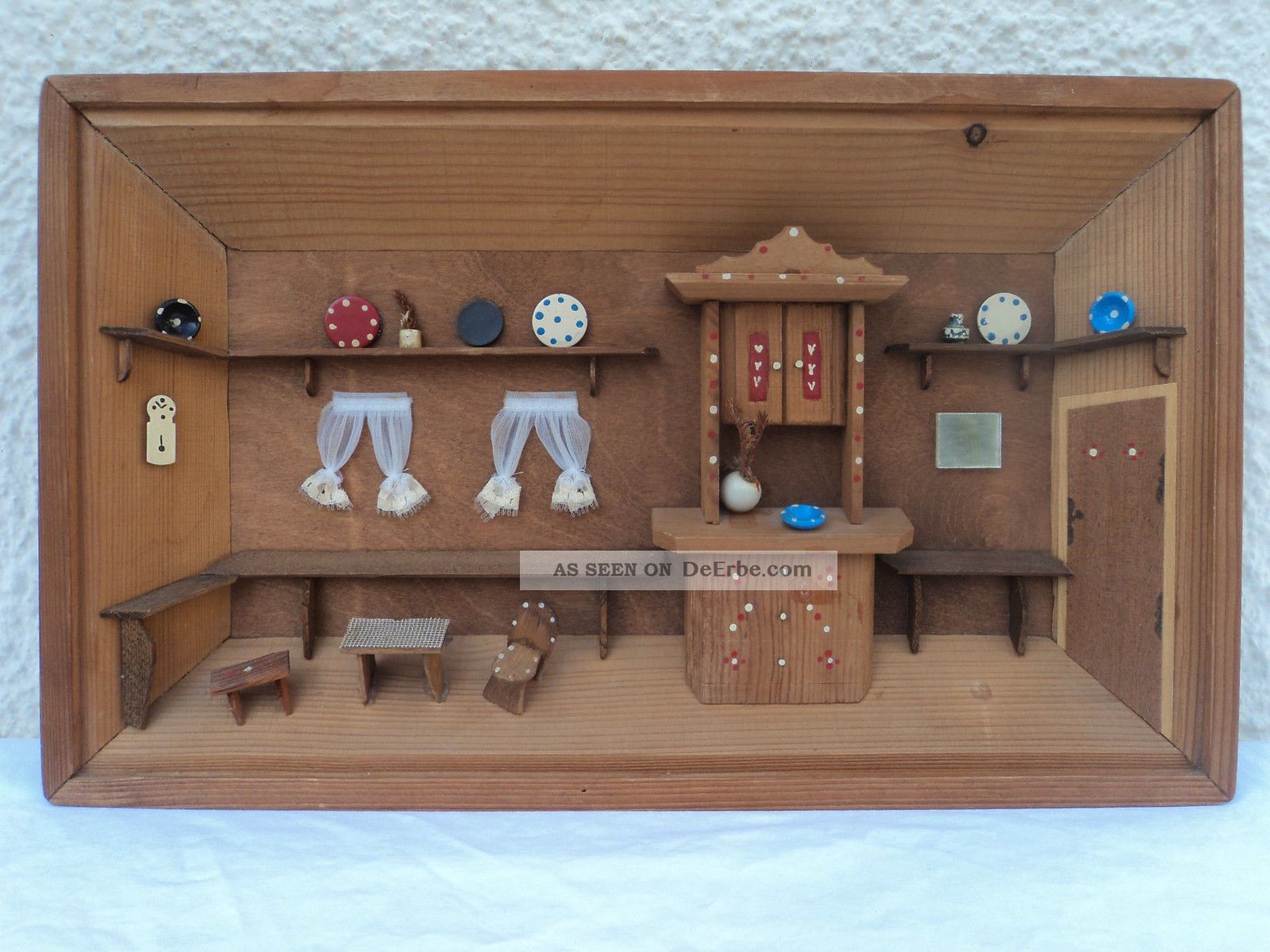 Holzbild Diarama Bauernstube Handarbeit 38 Cm X 23,  2 Cm X 3,  5 Cm Holzarbeiten Bild
