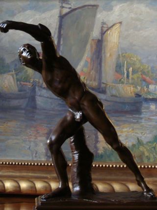 Der Fechter Borghese Bronze Figur Um 1860 Athlet Gladiator Römer Krieger Kämpfer Bild