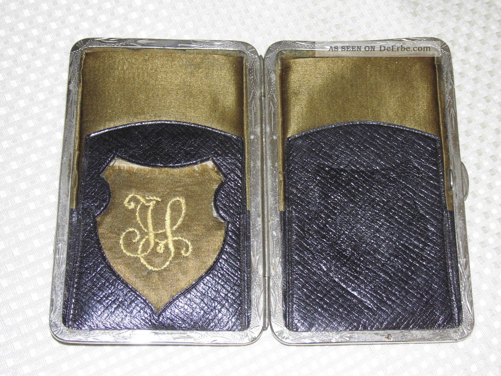 Sehr Alte Leder Etui Mit Monogramm Und Silber Verschluss Accessoires Bild