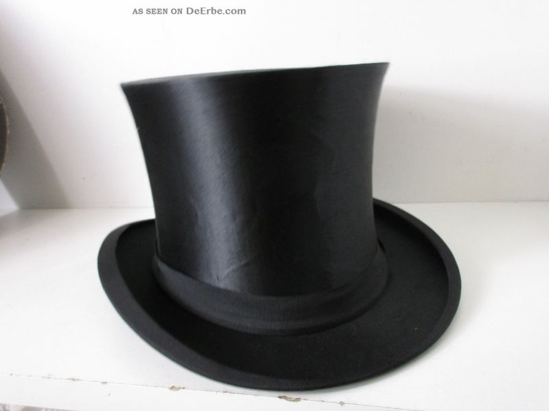 Chapeau Claque - Zylinder In Alter Originaler Hutschachtel - Größe 58/59 (188 - 09) Accessoires Bild