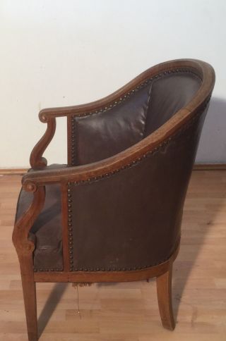 Ein Wunderschönes Sehr Alt Antiker Leder Sessel Stuhl Bild