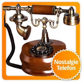Antikes Designer Telefon Nostalgie Mit Messing Und Holz Bild