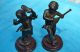 Alte Auguste Moreau Bronzefiguren Pärchen Musizierende Kinder Bronze Bild 11