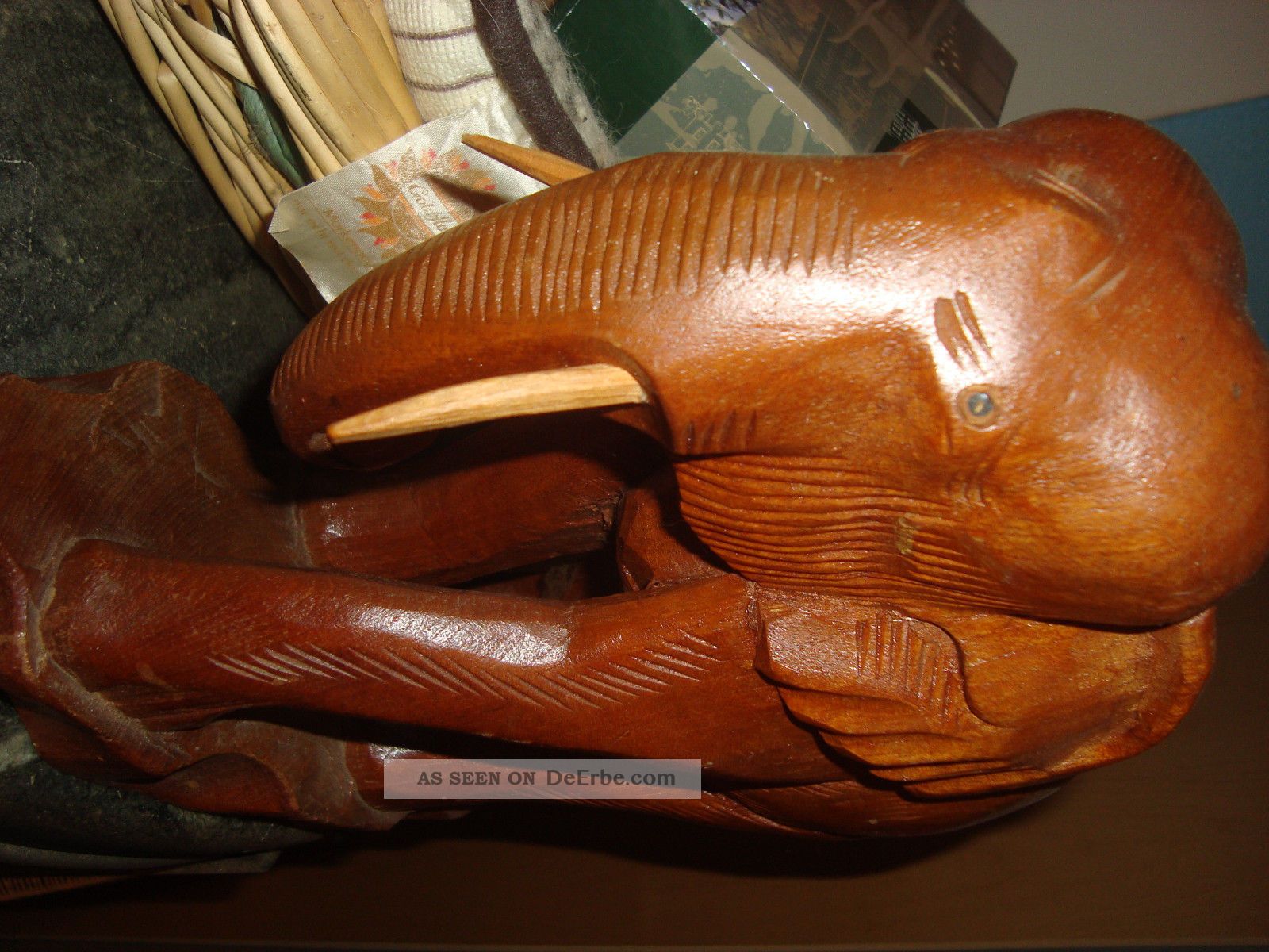 Haushaltsauflösung Afrika Deko Gr Holz Elefant Massiv Figur Geschnitzt Holz Alt Entstehungszeit nach 1945 Bild