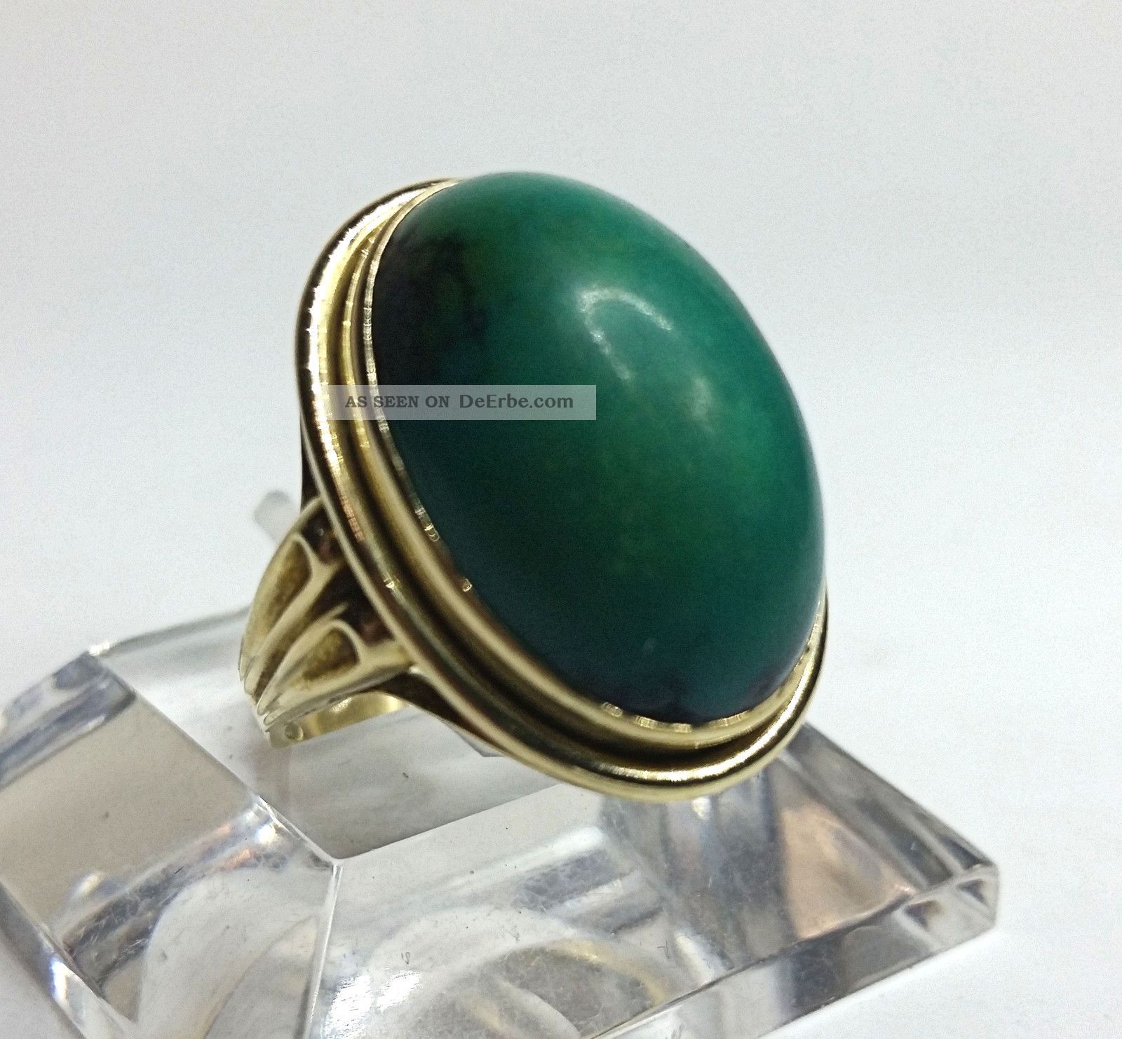 Großer 585 Gold Ring Mit Türkis Cabochon Um 1930 Ringe Bild
