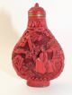 Alte Snuff Bottle Rot China Zeichen Im Boden Garten Szene Riechfllasche Entstehungszeit nach 1945 Bild 1