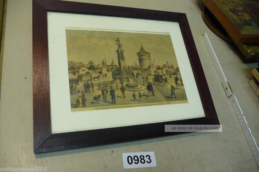 0983.  Schöner Alter Rahmen Mit Bild NÜrnberg Rahmen Bild