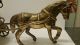 Pferd Messing Zigeunerwagen Ziehend Pferd Mit Wagen Chevale Horse Brass Gefertigt nach 1945 Bild 1