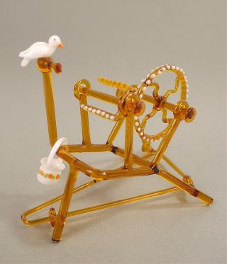 Filigranes Lauscha Kunstglas Spinnrad Beweglich 50er - 60er Jahre Bild