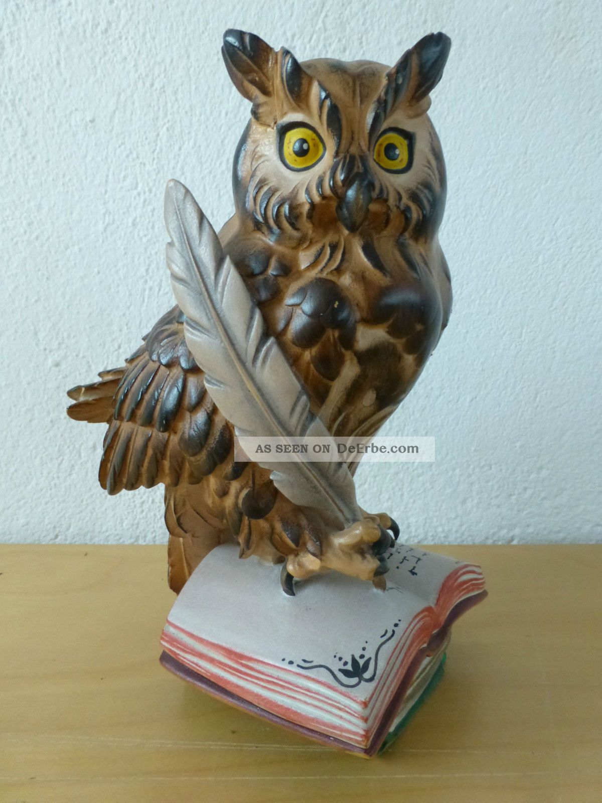 Holzfigur § Holz Figur Eule Auf Buch Mit Schreibfeder @ Oberammergau Holzarbeiten Bild