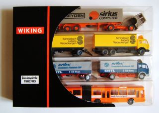 Wiking Werbemodelle 1982 83,  Nr 198302,  Sattelschlepper,  2 Lkw Mit Anhänger,  Bus Bild