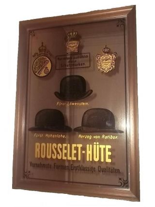 Alter Reklamespiegel Spiegelrahmen Wandbild Rousselet Hutfabrik Ca.  1940/50 Rar Bild