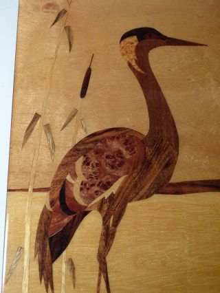 Intarsien Kunst Bild Flamingo Holz 1950er Jahre Intarsienbild Bild