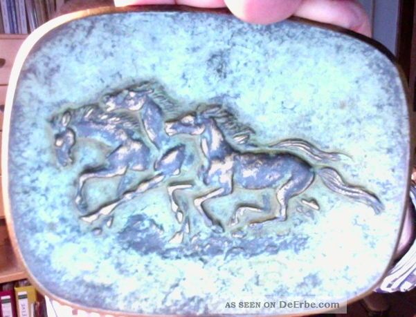 Messing/bronze Schale - Metallogen Schweisselektroden Wattenscheid Pferde Werbung Gefertigt nach 1945 Bild