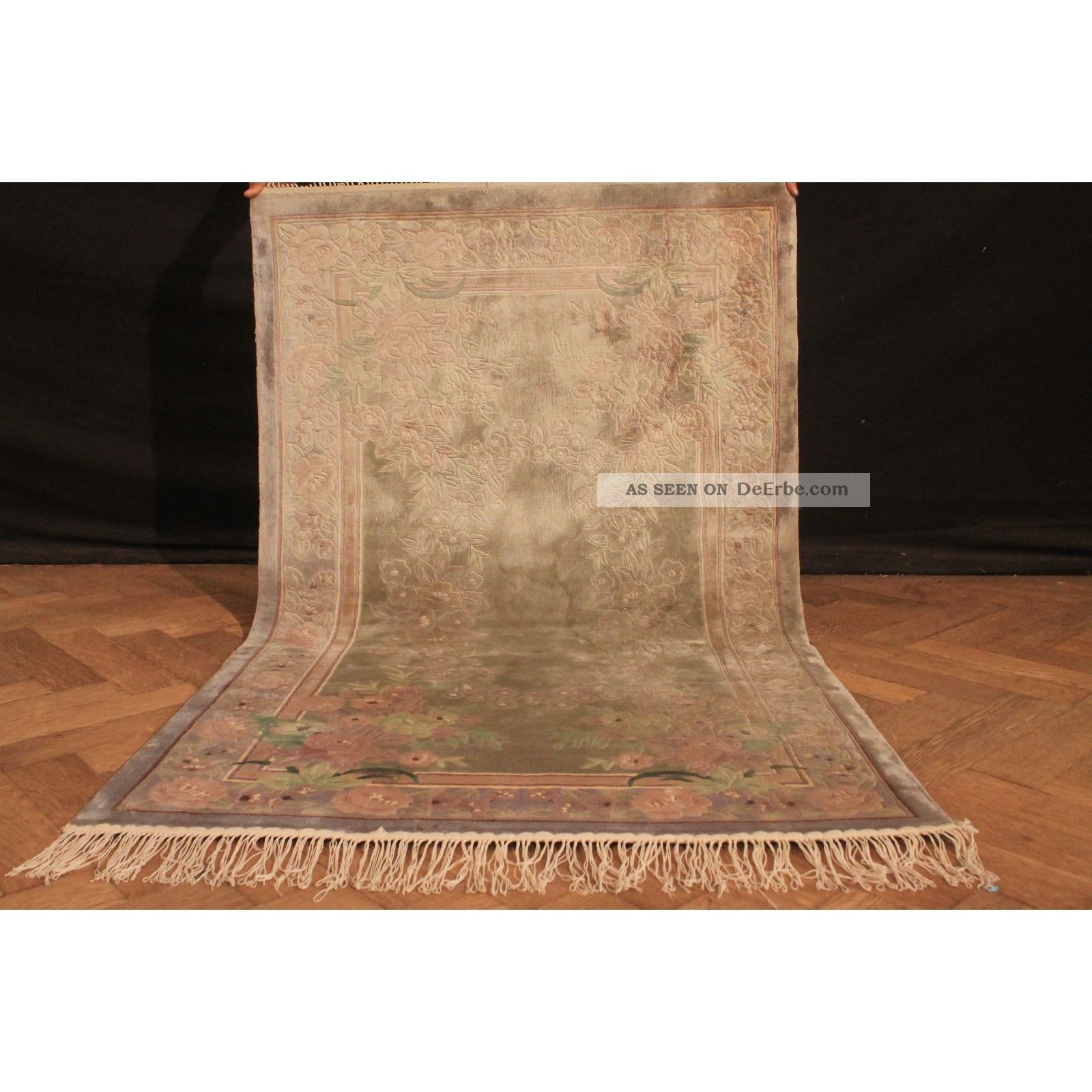 Fein Handgeknüpfter Seiden China Art Deco Peking Teppich Silk 150x90cm Carpet Teppiche & Flachgewebe Bild