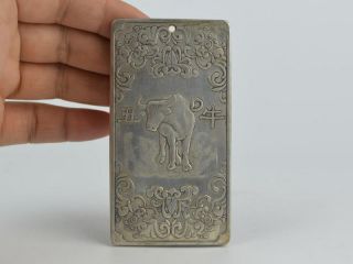 Collectible Decorated Old Tibet Silver Handwork Carved 12 Zodiac&cow Pendant Bild