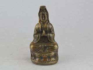Collectible Old Lebendig Copper Carving Thailand Kwan - Yin Buddha Figuren Statue Bild