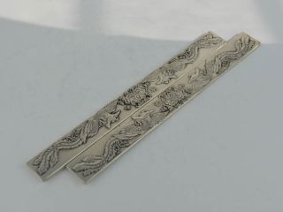 Old Tibet Silver Carving 2x Phoenix Paperweight Bookmark Bild
