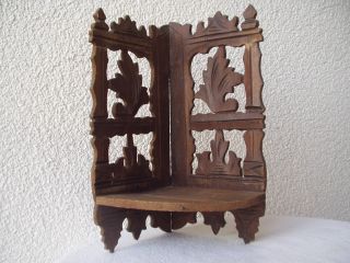 Antike Originale Eck - Konsole/regal Aus Holz Geschnitzt U.  Unbeschädigt - 19.  Jhd Bild