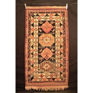 Alter Gewebter Orient Teppich Kazak Heriz Carpet Old Rug Tappeto Tapis 200x110cm Bild