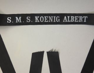 Selt.  Mützenband S.  M.  S.  Koenig Albert (großlinienschiff I.  Wk) Silberf.  L.  144 Cm Bild