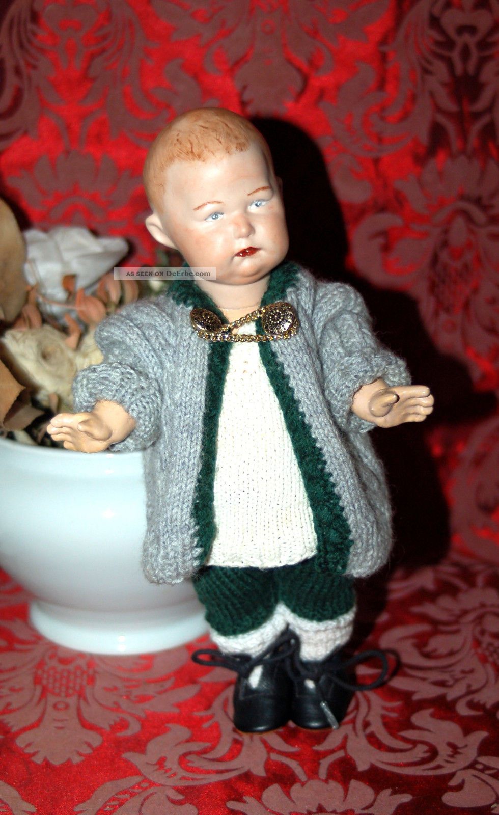 Goldiger Kleiner Heubach Junge - Gemarkt 4 Heubach 11/14 Germany - Repro V.  92 Porzellankopfpuppen Bild