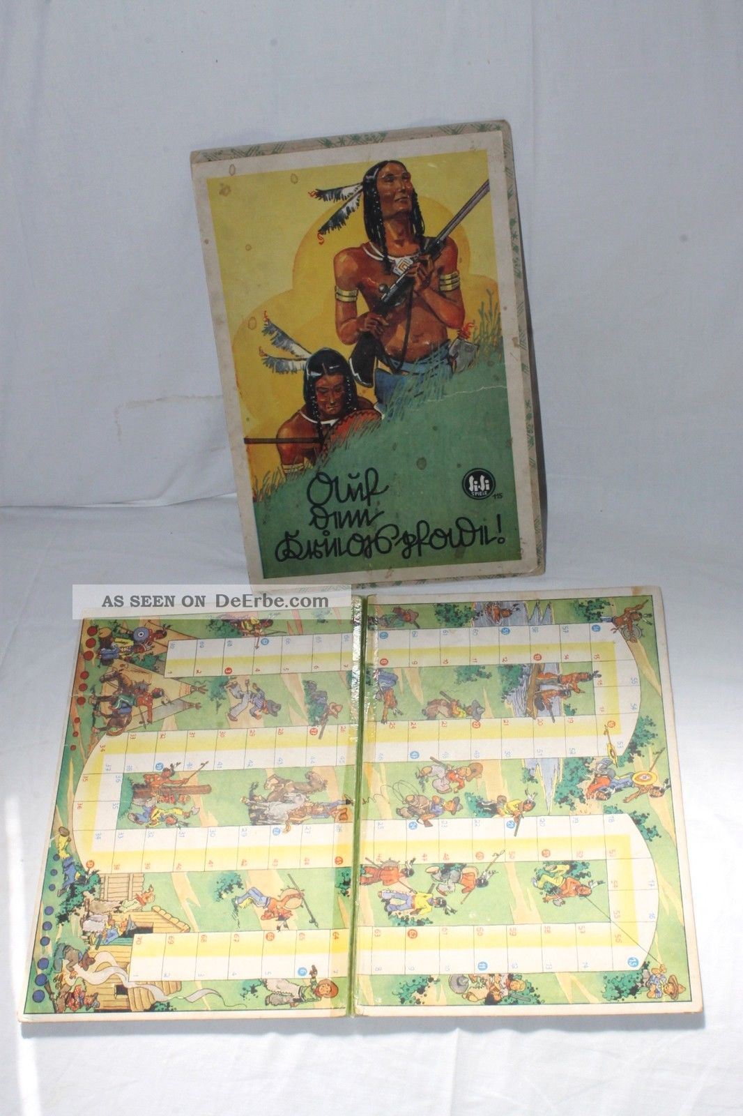 Uraltes Spiel Brettspiel Auf Dem Kriegspfade Si Si Nr.  115 Indianer Um 1940 /50 Gefertigt vor 1945 Bild