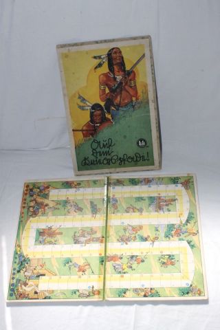 Uraltes Spiel Brettspiel Auf Dem Kriegspfade Si Si Nr.  115 Indianer Um 1940 /50 Bild