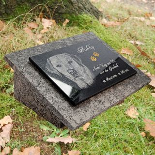 Granit Grabstein Grabplatte,  Rückplatte,  Stützen 40x30 Cm Foto,  Text Gravur Gg16s Bild