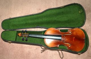 Uralte 4/4 Geige Zum Restaurieren Mit Altem Koffer Bild
