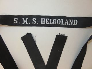 Selt.  Mützenband S.  M.  S.  Helgoland (großlinienschiff I.  Wk) Silberf.  L.  155 Cm Bild